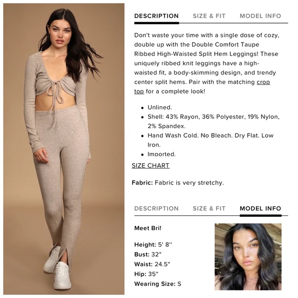 NWT Lulu’s Emery Park Knitted Parted Hem Leggings - Picture 3 of 16